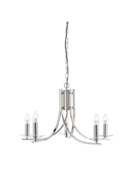 Kronleuchter Glas Metall Silber E14 Ø62 cm 5-flammig