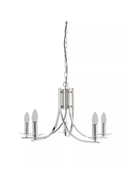 Kronleuchter Glas Metall Silber E14 Ø62 cm 5-flammig