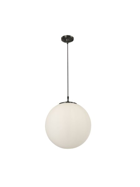 Hängelampe Glas Metall Schwarz Opalweiß E27 Ø40 cm