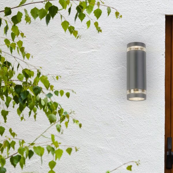 Außenwandleuchte Aluminium Hellgrau GU10 IP44 H:24 cm