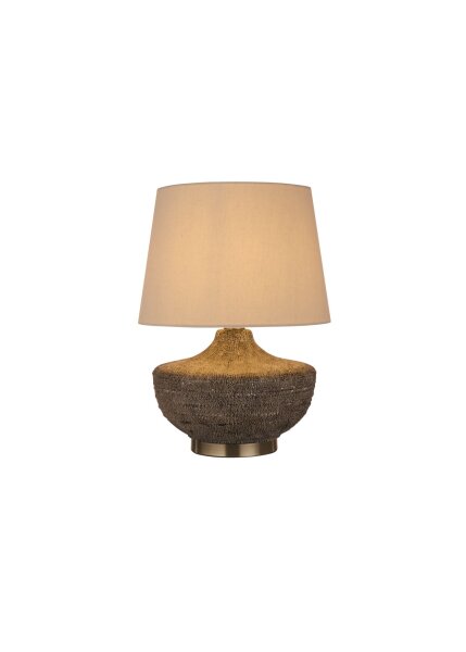 Tischlampe Keramik Leinen Natur E27 H:48 cm blendarm