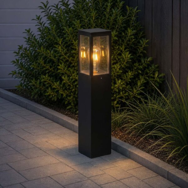 Pollerleuchte Schwarz Garten E27 IP44 H:45 cm modern