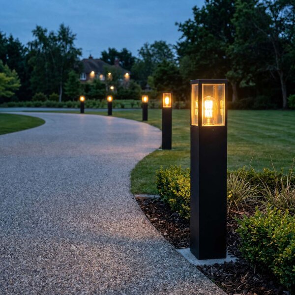 Wegeleuchte Schwarz E27 IP44 B:10 cm Garten modern