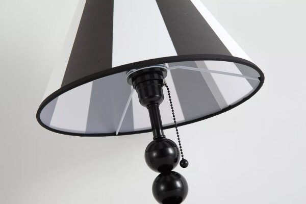Tischlampe Zugschalter Stoff Schwarz Weiß E27 H:53 cm