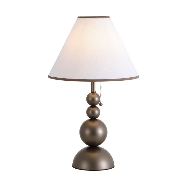 Tischlampe Metall Stoff Bronze E27 H:53 cm Zugschalter