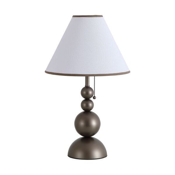 Tischlampe Metall Stoff Bronze E27 H:53 cm Zugschalter
