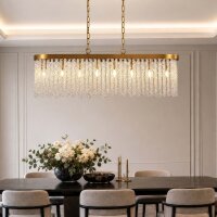 Pendelleuchte Glas Metall Kristall Bronze E14 L:98 cm
