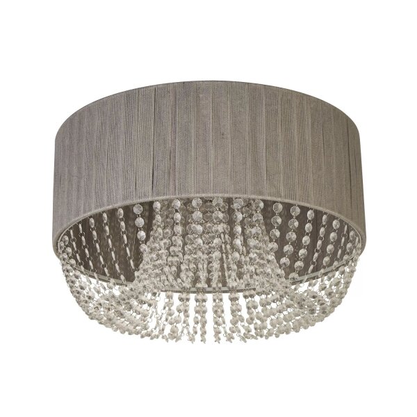 Deckenleuchte Glas Metall Grau G9 H:35 cm Acrylperlen