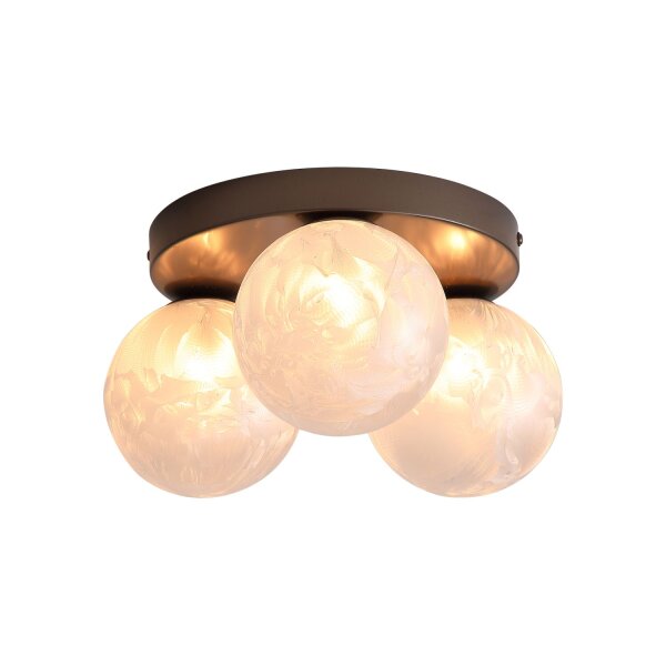 Deckenlampe Glas Metall Bronze Weiß G9 Ø30 cm 3-flammig