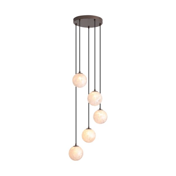 Hängelampe Glas Metall Bronze G9 5-flammig Ø25 cm rund