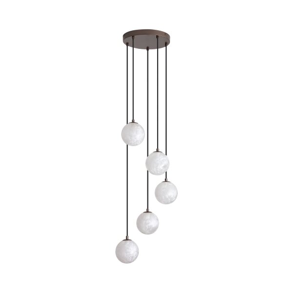Hängelampe Glas Metall Bronze G9 5-flammig Ø25 cm rund
