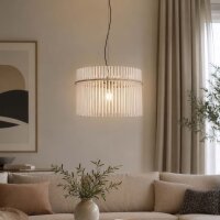 Pendelleuchte Glas Metall Sandfarben Wei&szlig; E27 &Oslash;40 cm