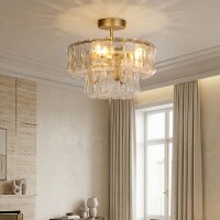 Deckenlampe Glas Metall Gold E14 &Oslash;35 cm 3-flammig...