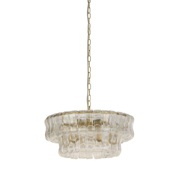 Pendelleuchte Glas Metall Gold E14 Ø46 cm mehrstöckig