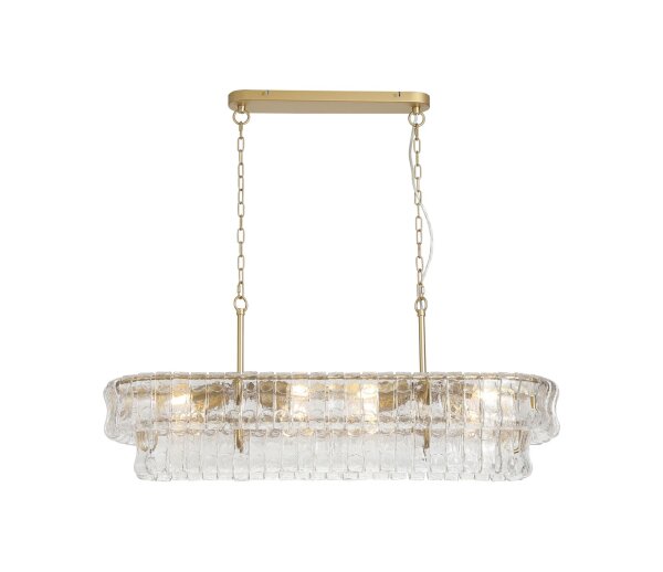 Pendelleuchte Glas Metall Gold E14 L:98 cm 8-flammig