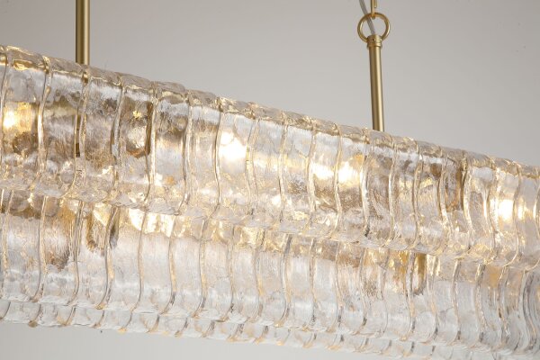 Pendelleuchte Glas Metall Gold E14 L:98 cm 8-flammig