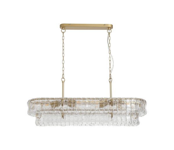 Pendelleuchte Glas Metall Gold E14 L:98 cm 8-flammig