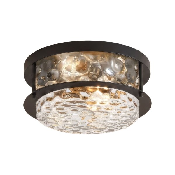 Deckenlampe Glas Metall Schwarz E27 IP44 Ø35 cm klar