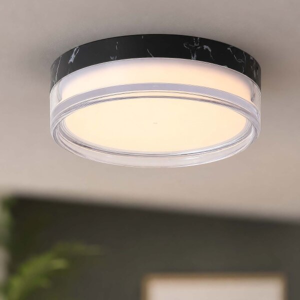 LED Deckenleuchte 2300-4000K Metall Schwarz IP65 Ø23 cm