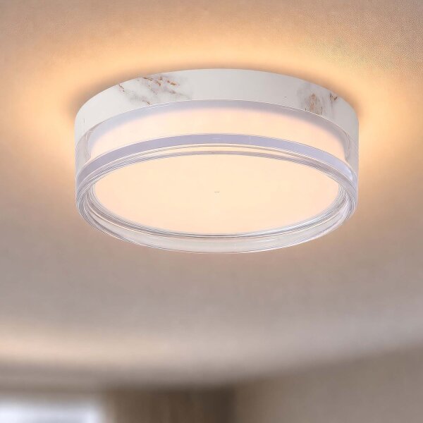 LED Deckenlampe CCT 2300-4000K Marmor IP65 Ø23 cm flach