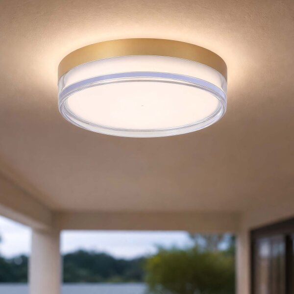 LED Deckenlampe CCT 2300-4000K Metall Gold IP65 Ø30 cm