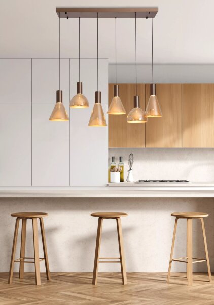 LED Pendelleuchte 3000K Bronze-Braun Bernstein L:80 cm