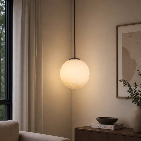 Hängelampe Glas Metall Bronze-Braun Weiß E27 Ø25 cm