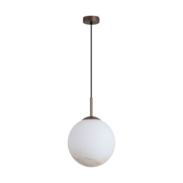 Hängelampe Glas Metall Bronze-Braun Weiß E27 Ø25 cm