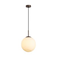H&auml;ngelampe Glas Metall Bronze-Braun Wei&szlig; E27 &Oslash;25 cm
