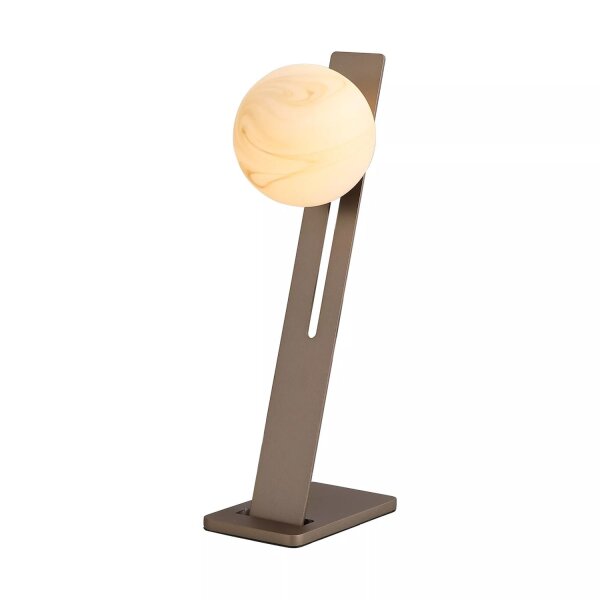 Tischleuchte Schalter Glas Bronze-Braun Weiß G9 H:40 cm
