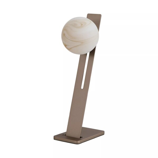 Tischleuchte Schalter Glas Bronze-Braun Weiß G9 H:40 cm