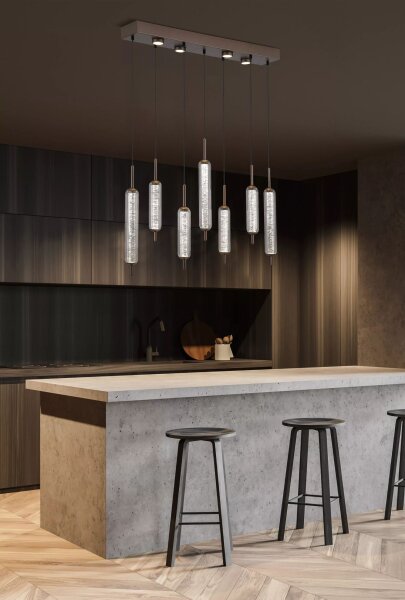 LED Pendelleuchte 3000K Glas Bronze-Braun Weiß L:85 cm