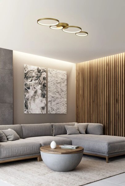 LED Deckenlampe 3000K Aluminium Gold L:97 cm Ringe