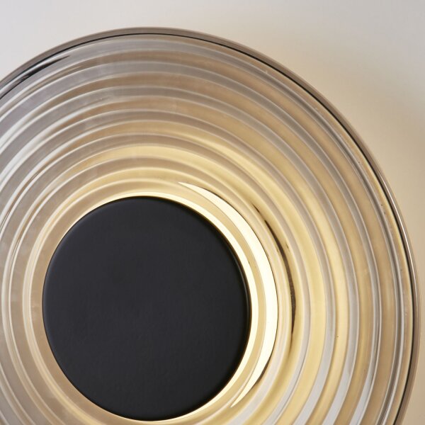 LED Wandlampe 3000K Metall Rauchglas Schwarz H:30 cm