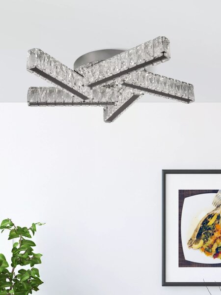 LED Deckenleuchte 4000K Edelstahl Glas Chrom L:51 cm