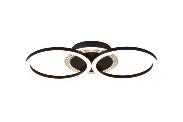 LED Deckenlampe 3000K Metall Schwarz L:46 cm Lichtring