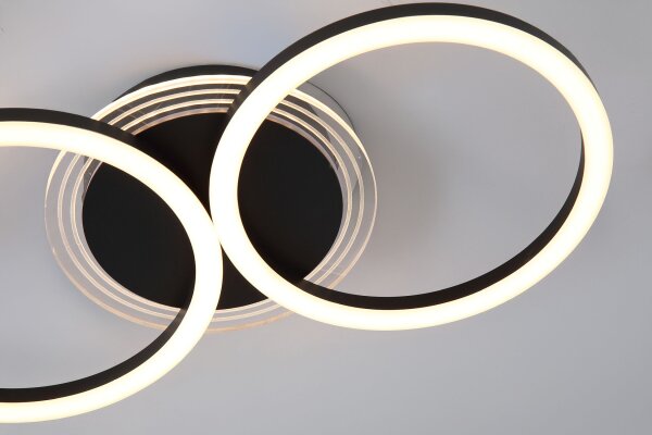 LED Deckenlampe 3000K Metall Schwarz L:46 cm Lichtring