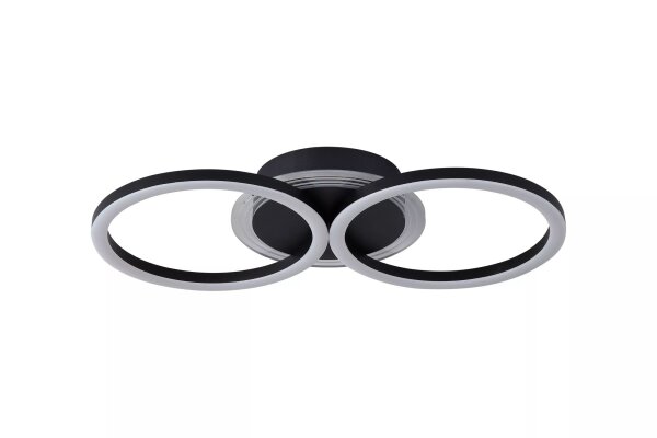 LED Deckenlampe 3000K Metall Schwarz L:46 cm Lichtring