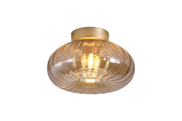 Deckenlampe Glas Metall Gold Bernstein E27 Ø28 cm oval