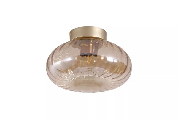 Deckenlampe Glas Metall Gold Bernstein E27 Ø28 cm oval