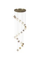 LED H&auml;ngelampe 3000K Metall Messing &Oslash;88 cm 20-flammig