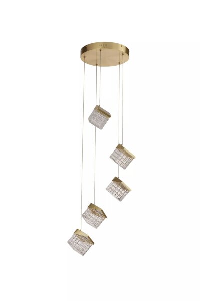 LED Pendelleuchte 3000K Metall Messing Ø35 cm 5-flammig