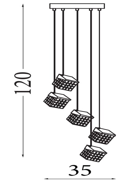 LED Pendelleuchte 3000K Metall Messing Ø35 cm 5-flammig