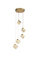 LED Pendelleuchte 3000K Metall Messing &Oslash;35 cm 5-flammig