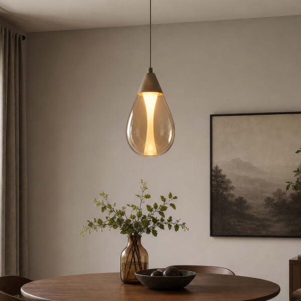 LED Hängelampe 3000K Glas Sandfarben Champagner Ø15 cm