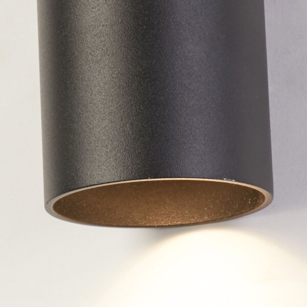 Wandlampe Up Down Aluminium Sandschwarz GU10 Zylinder