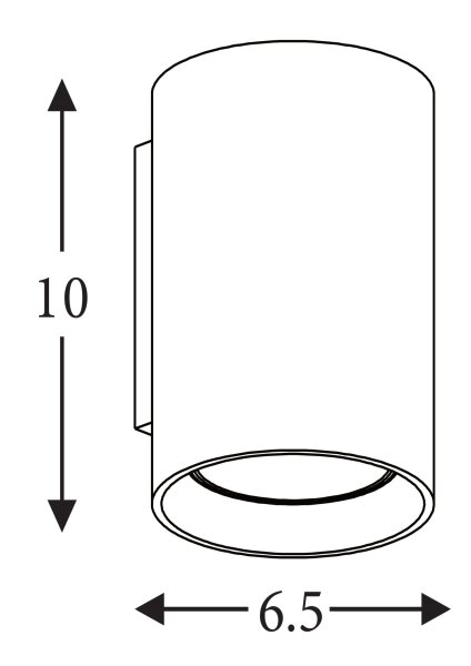 Wandleuchte Aluminium Sandschwarz GU10 H:10 cm Zylinder