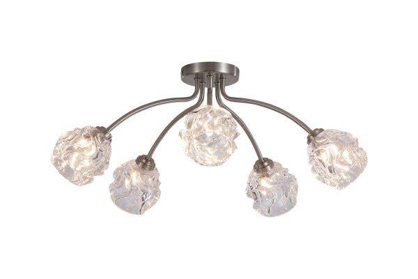Deckenlampe Metall Klarglas Nickel G9 Ø60 cm 5-flammig
