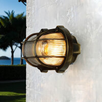 Antike Au&szlig;enlampe Wand Echt-Messing SKIATHOS