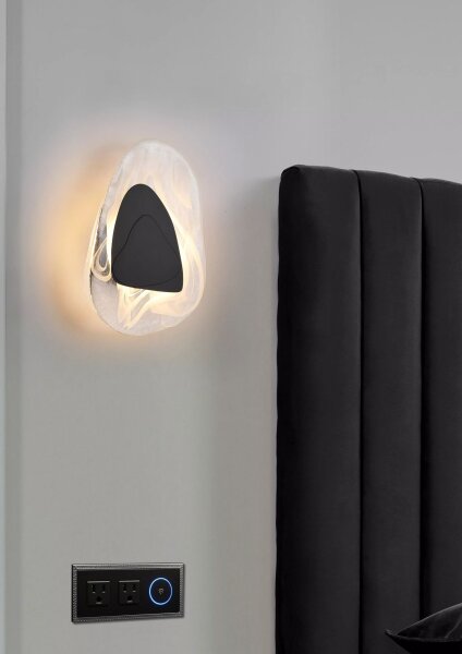 LED Wandlampe 3000K Glas Metall Schwarz B:20cm indirekt